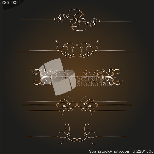 Image of Calligraphic decor design elements. corners, swirls, frames