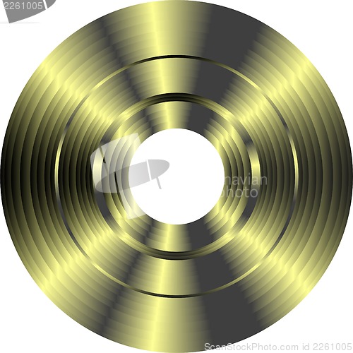 Image of gold vinyl record isolated on white background