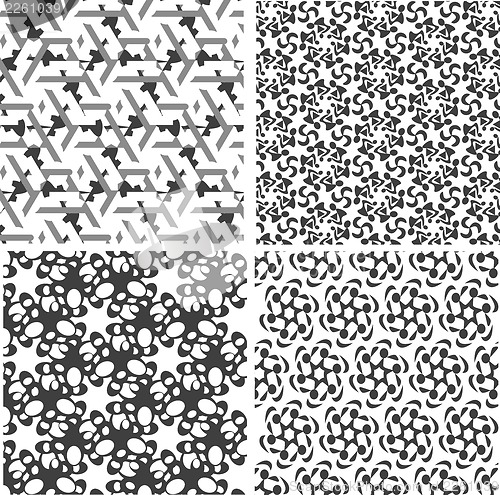 Image of Geometric seamless patterns set, black and white