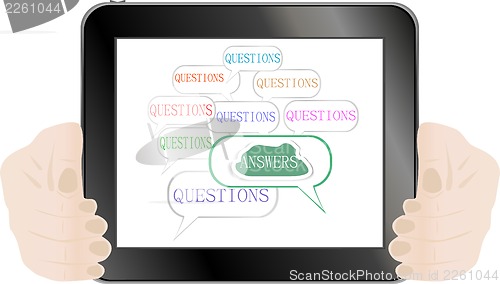Image of hands holding tablet pc Isolated on white