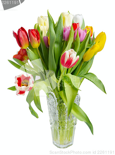 Image of Bouquet of tulips in a crystal vase