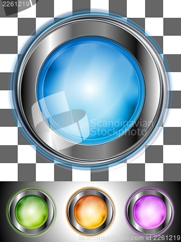Image of Glossy colourful buttons with the same illumination. Vector background