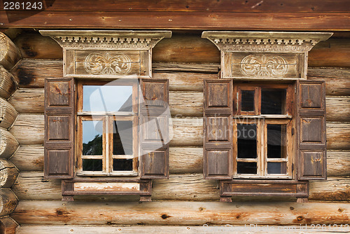 Image of Two Windows of the old house in Russia