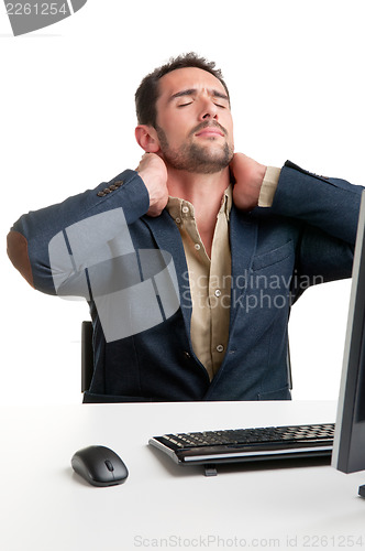 Image of Casual Businessman With Pain In His Neck