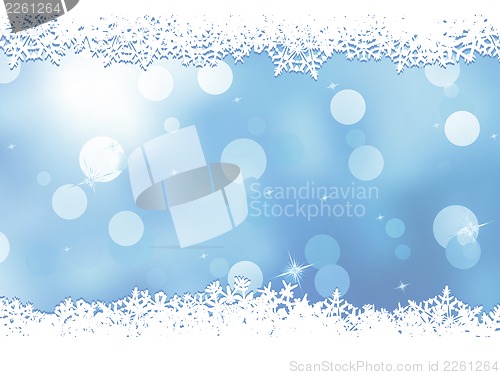 Image of Christmas blue background with snow flakes. EPS 8