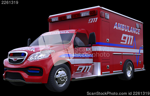 Image of Emergency: ambulance vehicle isolated on black