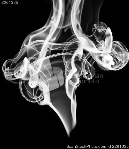 Image of White abstract smoke or fume shape on black