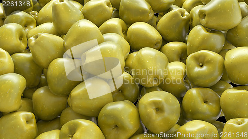 Image of Healthy fruits: green ripe apples. Food and drinks