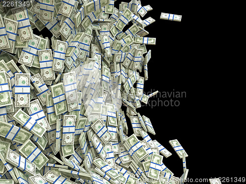 Image of Business and finance concept: bunches of US dollars