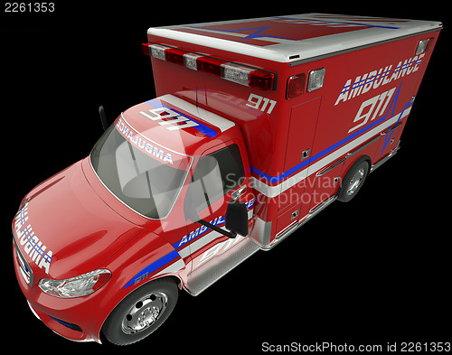 Image of Ambulance: Top Side view of emergency services vehicle on black
