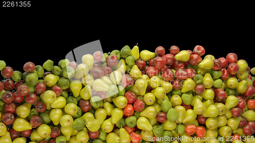 Image of Fruit mix: heap of apples and pears over black