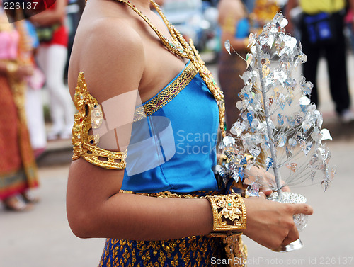 Image of Thai female in bright traditional dress