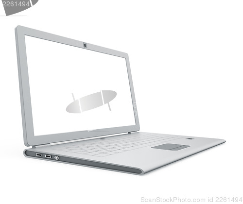 Image of Silver laptop angle view