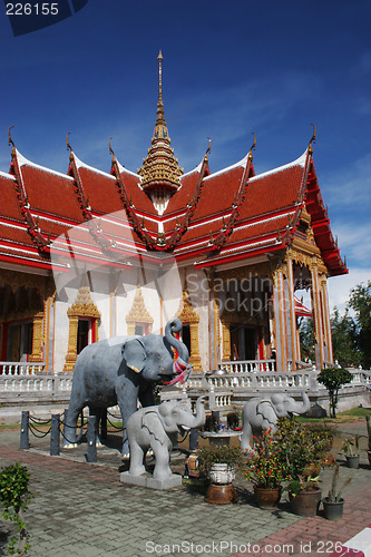 Image of Elephant statues at Wat Chalong, Phuket, Thailand