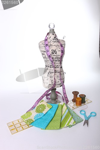 Image of Colorful Sewing Notions on White Background