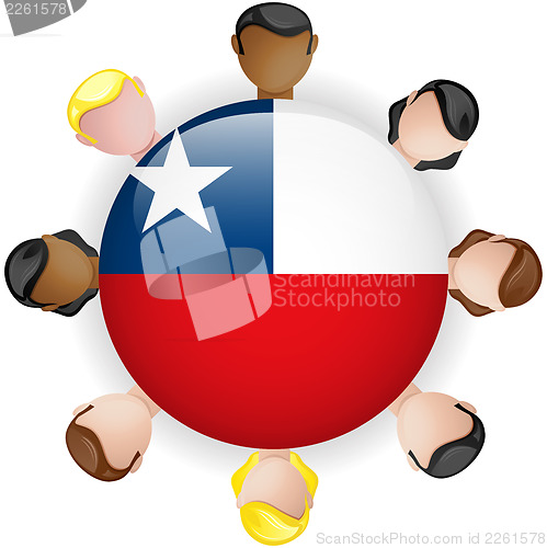 Image of Chile Flag Button Teamwork People Group