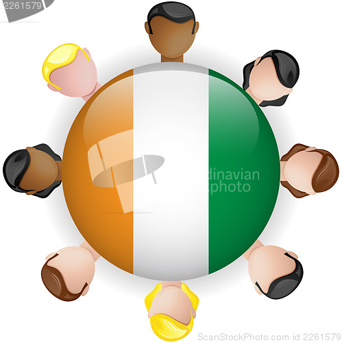 Image of Ireland Flag Button Teamwork People Group