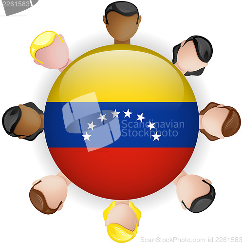 Image of Venezuela Flag Button Teamwork People Group