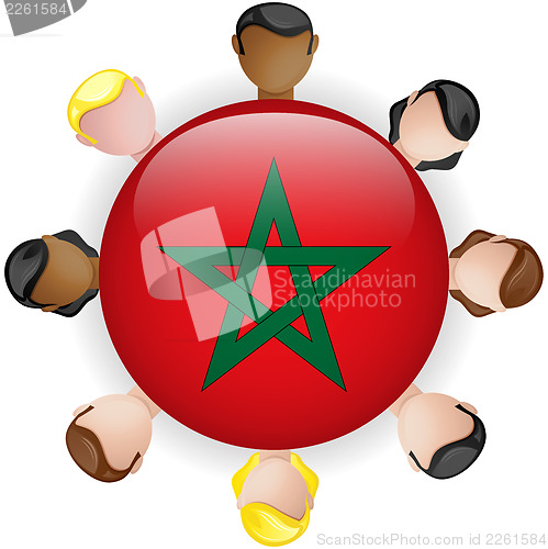 Image of Morocco Flag Button Teamwork People Group