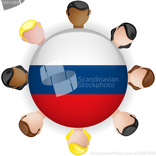 Image of Russia Flag Button Teamwork People Group