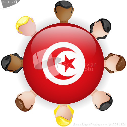 Image of Tunisia Flag Button Teamwork People Group