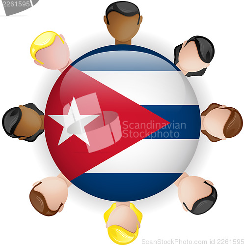 Image of Cuba Flag Button Teamwork People Group