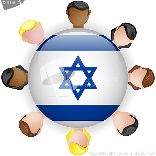 Image of Israel Flag Button Teamwork People Group