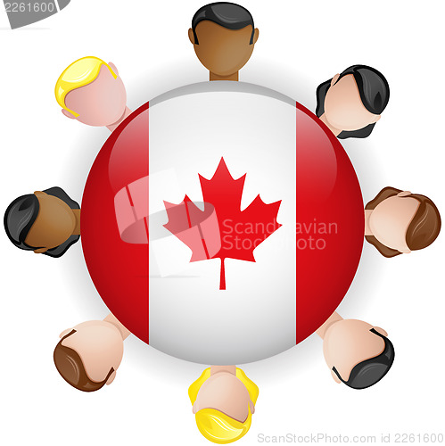 Image of Canada Flag Button Teamwork People Group