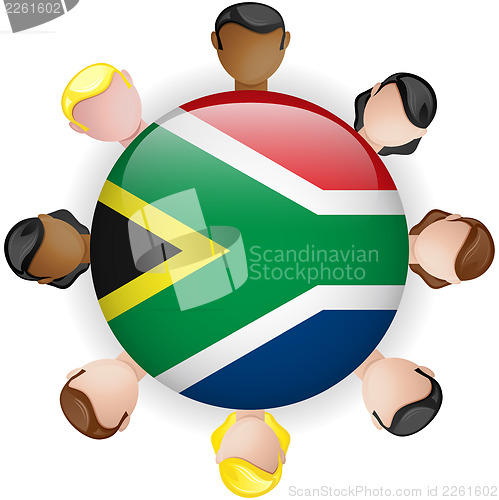 Image of South Africa Flag Button Teamwork People Group