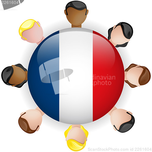 Image of France Flag Button Teamwork People Group