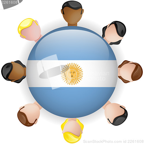 Image of Argentina Flag Button Teamwork People Group
