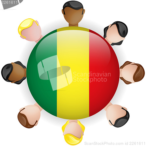 Image of Mali Flag Button Teamwork People Group