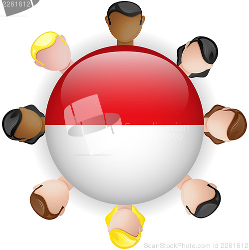 Image of Monaco Flag Button Teamwork People Group