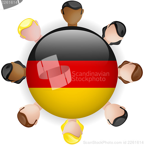 Image of Germany Flag Button Teamwork People Group