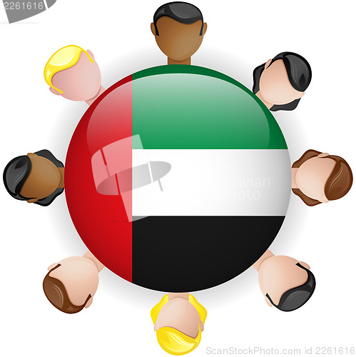 Image of United Arab Emirates Flag Button Teamwork People Group