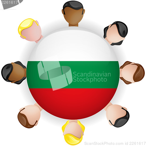 Image of Bulgaria Flag Button Teamwork People Group