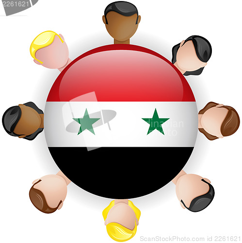 Image of Syria Flag Button Teamwork People Group
