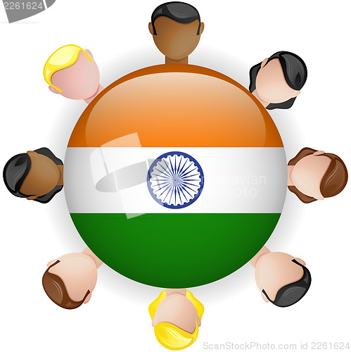 Image of India Flag Button Teamwork People Group