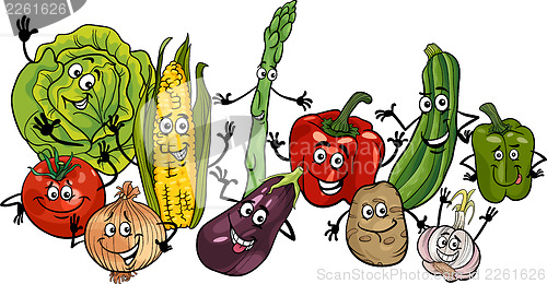 Image of happy vegetables group cartoon illustration