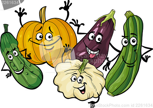 Image of cucurbit vegetables group cartoon illustration