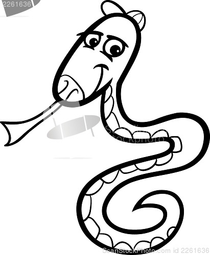 Image of snake cartoon illustration for coloring book