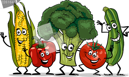 Image of comic vegetables group cartoon illustration