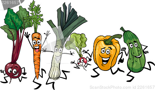 Image of running vegetables cartoon illustration