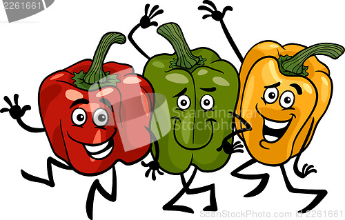 Image of peppers vegetables group cartoon illustration