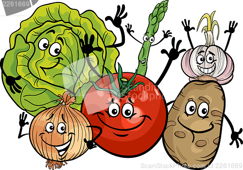 Image of vegetables group cartoon illustration