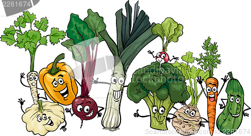 Image of funny vegetables group cartoon illustration
