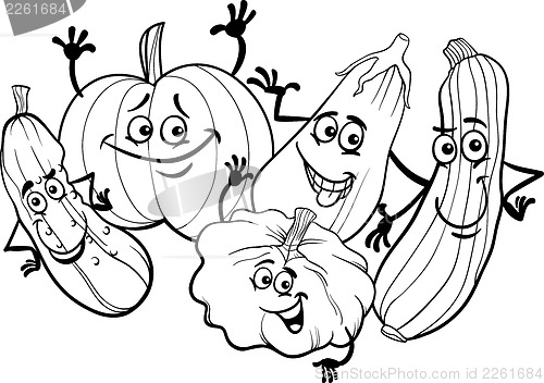 Image of cucurbit vegetables for coloring book