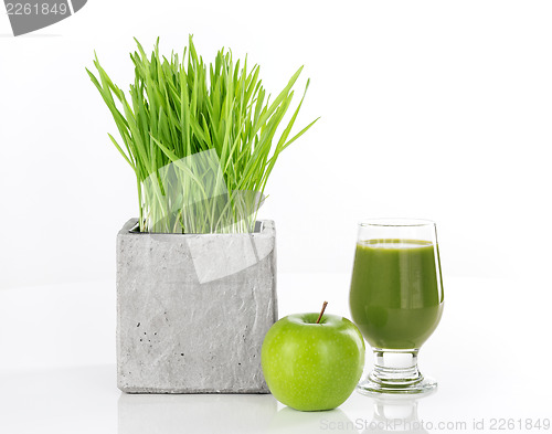 Image of Wheatgrass, apple and green juice