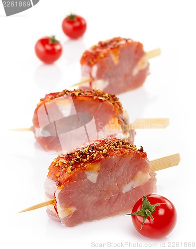 Image of fresh raw pork meet with spices for grill 