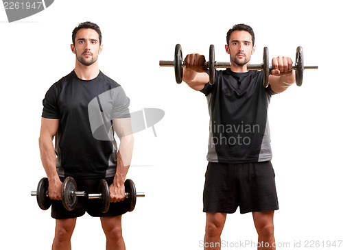 Image of Man Working Out With Dumbbels